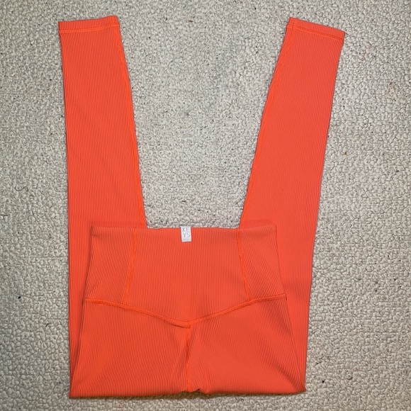 Athleta + Alicia Keys Orange Ribbed Leggings NWOT small - Picture 3 of 8